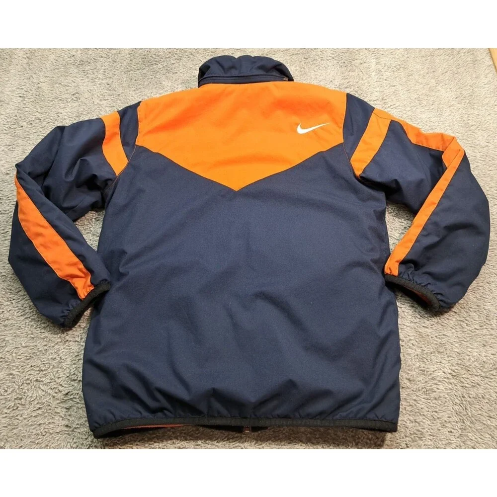 VTG Nike Puffer Jacket Boys Medium 10-12 Youth Fleece Reversible 90s Y2K Illini